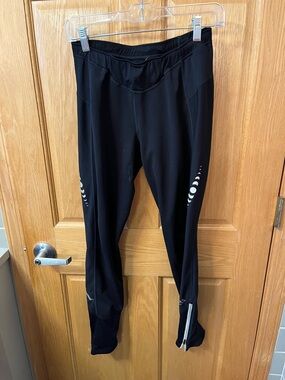 Gore Wear Windstopper Black Reflective Running Tights with Zipper Ankles Large